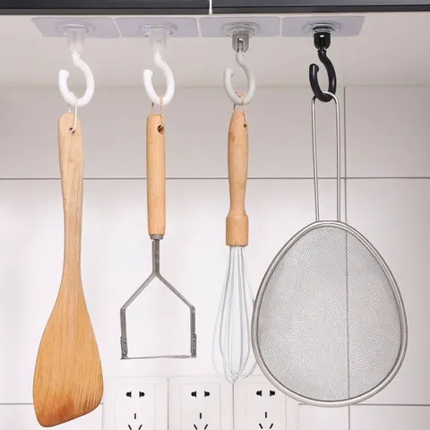 Gancio a Sospensione a Parete per Soffitto Senza Perforazione Gancio per Tetto Adesivo Forte Ruotabile per Organizzazione Casa Cucina Bagno