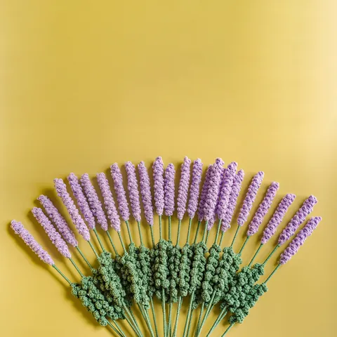 Handcrafted Knit Artificial Lavender Bouquet Silk Dried Flowers Plant Stem For Home Living Room Table Decor Wedding Party Floral Arrangement Gift