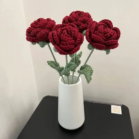 Artificial Wine Red Rose Fabric Dried Flower Stem Home Living Room Decoration Wedding Party Faux Floral Arrangement Gift