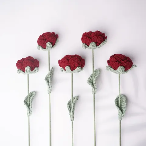 Artificial Wine Red Rose Fabric Dried Flower Stem Home Living Room Decoration Wedding Party Faux Floral Arrangement Gift