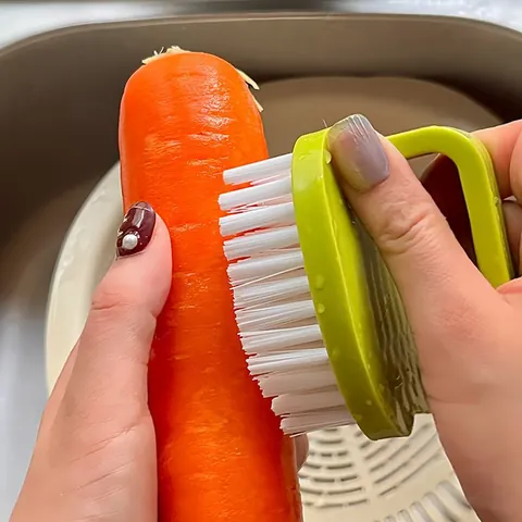 Egg-Shaped Multifunctional Cleaning Brush For Clothes Shoes Fruit Vegetable Portable Plastic Laundry Scrubber Hanging Hole