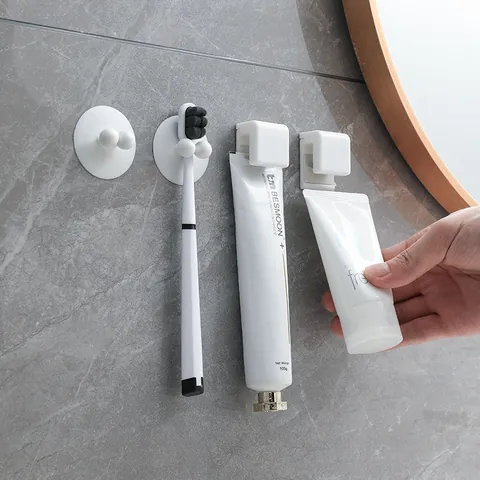 Silicone Suction Cup Toothbrush Holder Wall Mounted Punch Free Storage Hook Waterproof Bathroom Kitchen Organizer Hooks