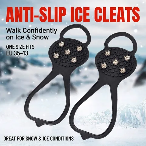 Professional Outdoor Anti-Slip Shoe Covers Ice Cleats With Steel Studs For Snow Ice Mountaineering Climbing Hiking Black Gear