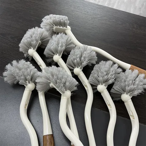 Japanese Style Long Handled Toilet Brush With Wood Texture Grip Bathroom Scrubber Deep Cleaning Brush Dead Corner Tool