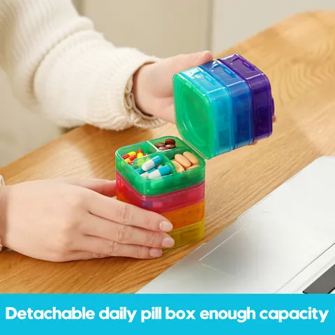Portable Pill Organizer Weekly Medicine Case With Detachable Compartments Translucent Moisture Proof Daily Travel Pill Box