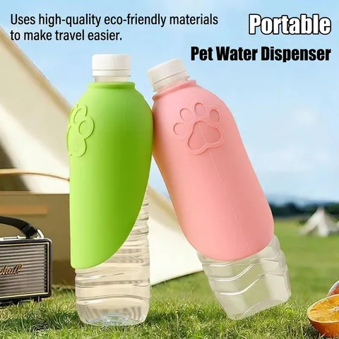 Distributeur d'Eau Portable en Silicone en Forme de Feuille pour Animaux Adaptateur de Bouteille Universel pour Voyage Extérieur Chien Chat