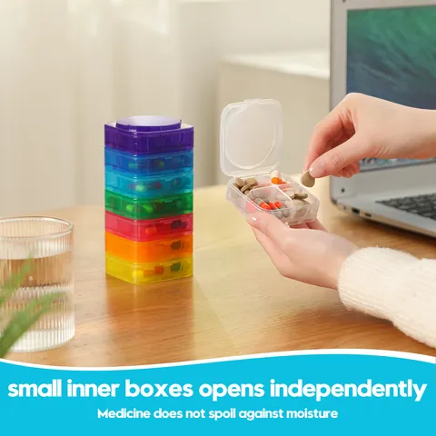 Portable Pill Organizer Weekly Medicine Case With Detachable Compartments Translucent Moisture Proof Daily Travel Pill Box