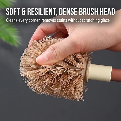 Scopino per WC a Manico Lungo Spazzola per Pulizia del Bagno a Parete Con Setole Dure Scrubber per WC Staccabile Marrone