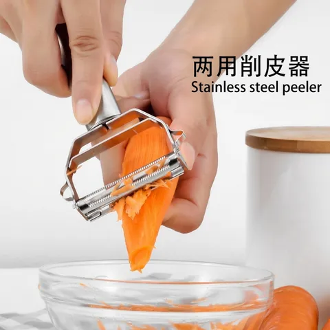 Professional Stainless Steel Dual Julienne Peeler And Vegetable Shredder Multi-functional Fruit Paring Knife Kitchen Shredding Tool