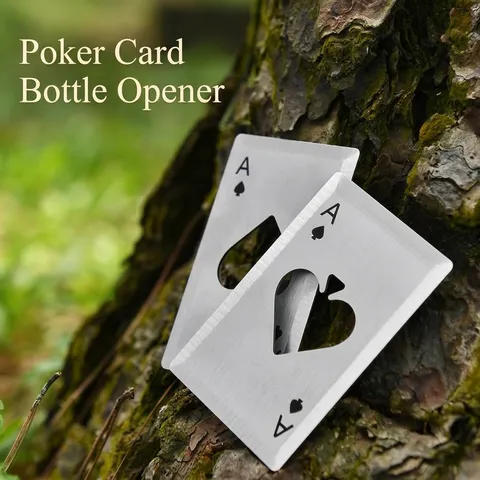 Apribottiglie in Acciaio Inossidabile a Forma di Carta da Gioco Asso di Picche Portatile Stile Carta di Credito Strumento da Bar
