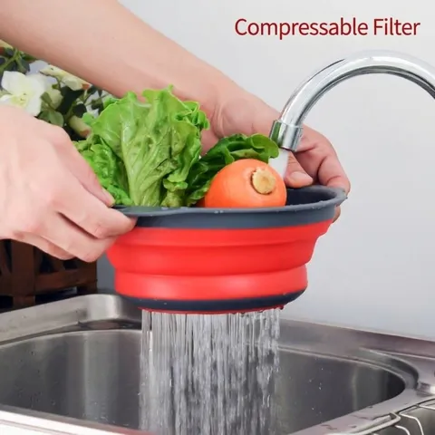 Minimalist Collapsible Plastic Colander Set Round Space Saving Fruit Vegetable Draining Basket With Handles For Kitchen Home