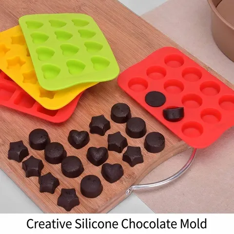 Bandeja de Cubitos de Hielo de Silicona de Grado Alimenticio Forma Corazón Estrella Redondo Cuadrado Molde de Chocolate