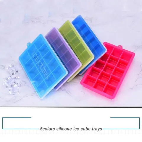 Cubetera de Silicona de 15 Rejillas Con Tapa Molde de Hielo Cuadrado Flexible para Whiskey Cócteles Fácil Desmoldeo Utensilio de Cocina
