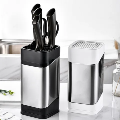 Porte-Couteaux Universel en Acier Inoxydable Support de Bloc à Couteaux de Cuisine Moderne Minimaliste pour le Rangement des Couteaux et Ciseaux