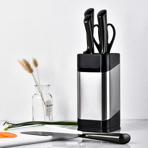Porte-Couteaux Universel en Acier Inoxydable Support de Bloc à Couteaux de Cuisine Moderne Minimaliste pour le Rangement des Couteaux et Ciseaux