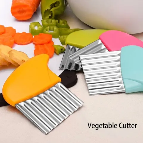Stainless Steel Wave Potato Cutter Crinkle Cut Slicer For Vegetables French Fry Slicer With Ergonomic Plastic Handle Kitchen Tool