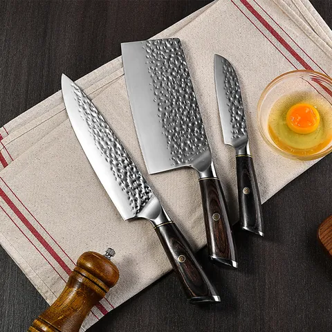 Forged Japanese Hammered Kitchen Knife High Carbon Steel Chef Cleaver Forged Meat Slicing Knife With Pakkawood Handle Pro Tool