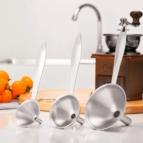 Stainless Steel Mini Funnel With Long Handle Kitchen Cooking Accessory For Oil Liquid Wine Filling Mirror Sand Polished Brushed Funnel