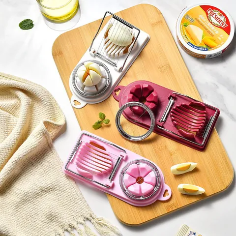 Multifunctional Dual Head Egg Slicer Stainless Steel Wire Japanese Style Egg Cutter For Wedges And Slices Kitchen Tool