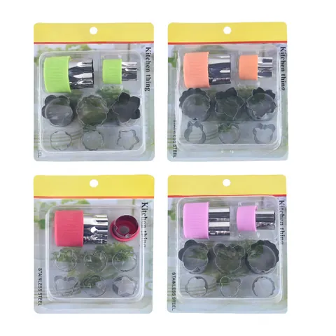 Stainless Steel Vegetable Fruit Cutter Mold Set With Hand Protector Safety Handle DIY Cookie Biscuit Mold Assorted Shapes