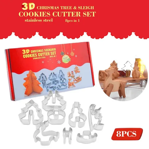 Stainless Steel Christmas Cookie Cutters Set Festive Shapes Reindeer Snowman Tree For Baking DIY Holiday Party Bakeware