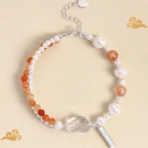 Φυσικό Μαργαριτάρι Γλυκού Νερού Aquamarine Strawberry Quartz Crystal Βραχιόλι με Χάντρες για Γυναίκες Φρέσκο Γλυκό Ρυθμιζόμενη Αλυσίδα Χεριού Κόσμημα Δώρο