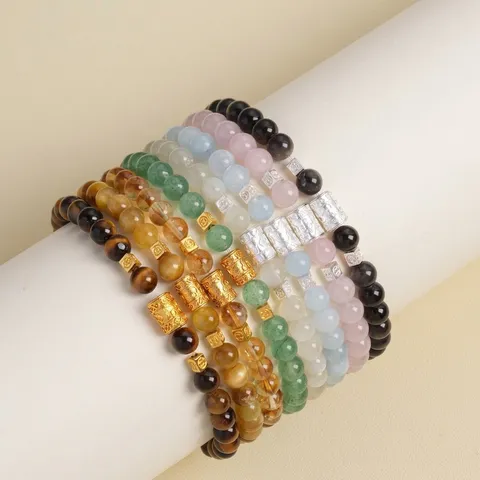 Neues Chinesisches Naturkristall Perlenarmband Für Damen Handgefertigtes Tigerauge Citrin Rosenquarz Reichtum Heilstein Armband
