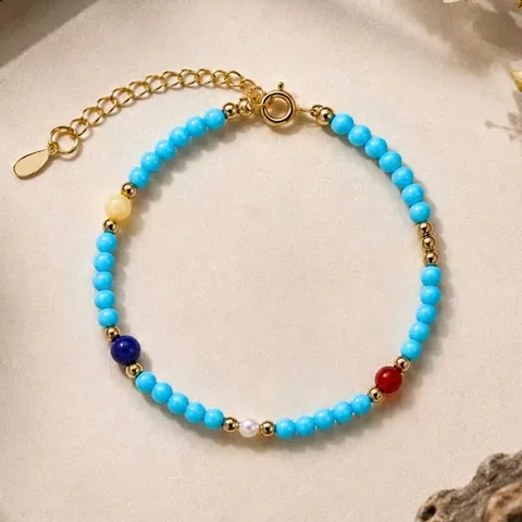 Turquoise Freshwater Pearl Beaded Necklace Bracelet Set New Chinese Style Vintage Jewelry For Women Elegant Handcrafted Accessory