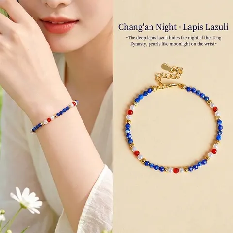 Vintage New Chinese Style Lapis Lazuli Red Agate Artificial Pearl Jewelry Set Beaded Necklace Bracelet For Women Jewelry
