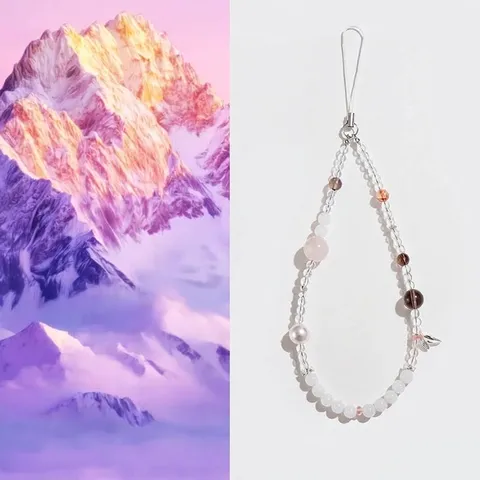 Natural Amethyst Rose Quartz Crystal Artificial Pearl Phone Charm Hand Beaded Bag Pendant Elegant Stone Hanging Strap For Women