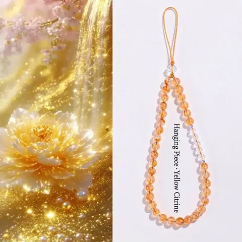 Natürlicher Amethyst Rosenquarz Gelber Phantomquarz Perlen Handyband Handgefertigter Frischer Süßer Kristall Taschenanhänger Schmuck