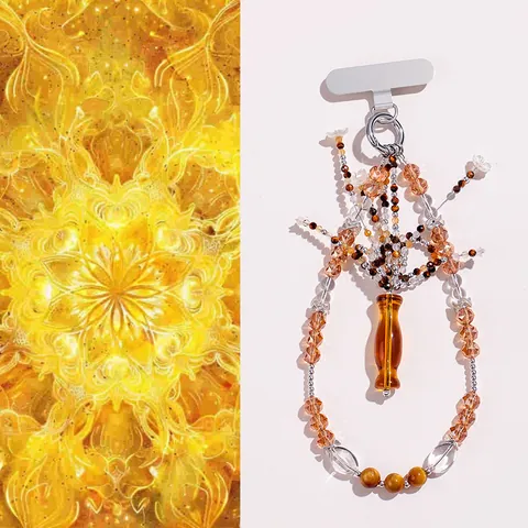 Natürlicher Lapis Lazuli Kristall Perlen Telefonkette Einzigartiger Glasvase Anhänger Mode Damen Schmuck Taschenanhänger