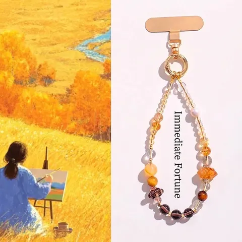 Handmade Crystal Natural Pearl Phone Chain Fashion Bag Pendant For Women Girls Heart Leaf Charm Phone Lanyard Decorative Accessory