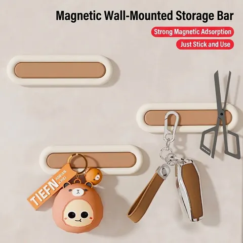 Tira de Almacenamiento Magnética para Gancho de Pared Sin Taladro Barra de Imán Autoadhesiva para Organizador de Llaves Tijeras