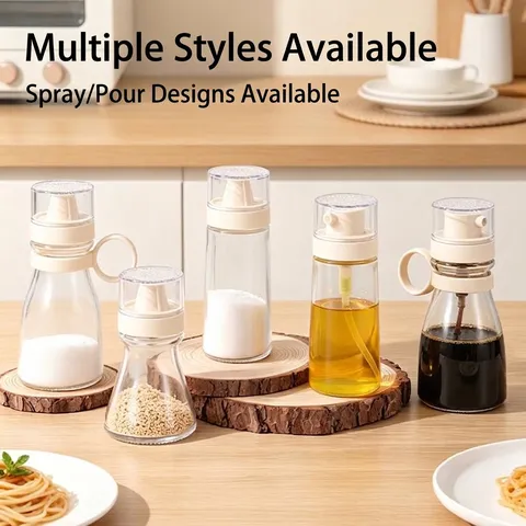 Glass Seasoning Bottle Oil Sprayer Kitchen Storage Jar With Lid For Vinegar Sauce Spice Salt Sugar Grinder Dispenser