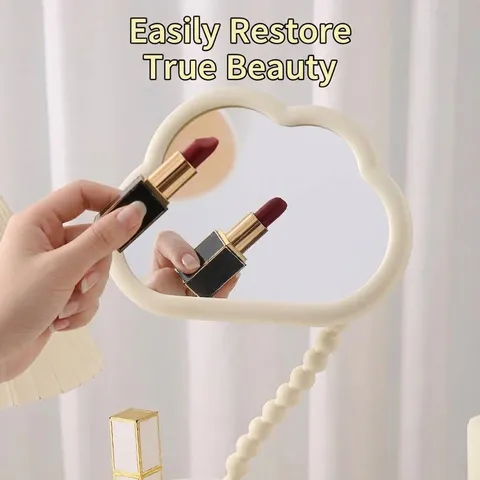 Niedlicher Wolkenförmiger Desktop Make-up Spiegel Rotierender Kosmetikspiegel Mit Aufbewahrungsfuß Für Schlafzimmer Wohnheim Mädchen Geschenk