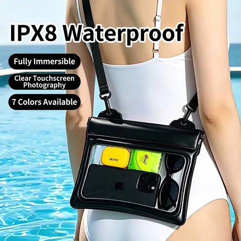 Sac Banane Imperméable IPX8 Grande Capacité Pochette de Téléphone en PVC Avec Joint à Trois Couches Support Écran Tactile pour Natation Plongée
