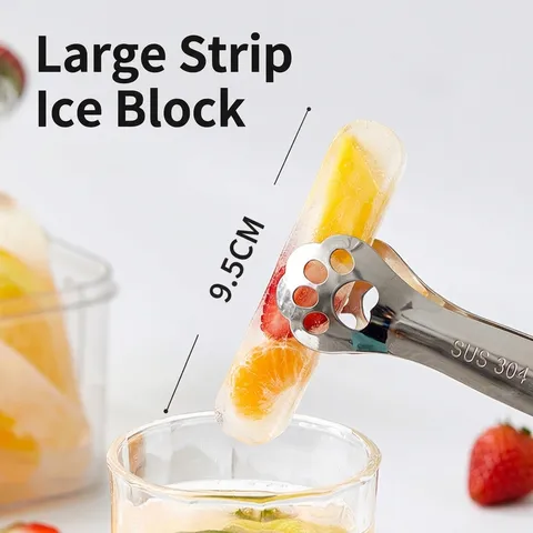 DIY Silicone Ice Cube Mold Tray With Lid Easy Release Strip Popsicle Maker Spherical Ice Ball Mold Home Kitchen Cooling Tool
