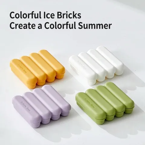 4 Cavity Silicone Ice Cube Mold Long Strip Ice Block Tray With Lid For Whiskey Cocktail Drinks Reusable Food Grade Storage Box