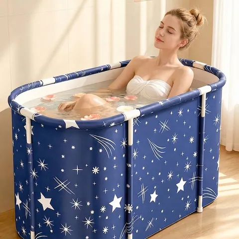 Foldable Bathtub Portable Rectangular Soaking Bath Bucket For Adults And Kids Starry Sky Pattern PVC Spa Tub With Accessories
