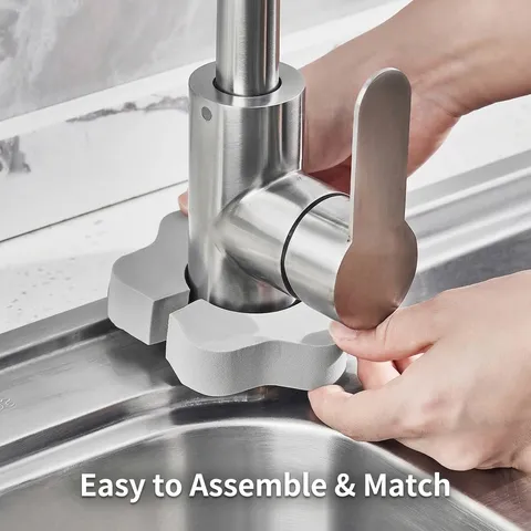 Flower Shape Faucet Absorbent Sponge PVA Quick Dry Anti-Limescale Cleaning Scrub For Kitchen Sink Bathroom Basin Grey Flower Sponge