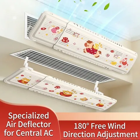 Deflector de Aire Acondicionado Central Retráctil Anti-Soplado Directo Escudo de Ventilación Guía de Viento con Microagujeros de Panal Cubierta Colgante Ajustable