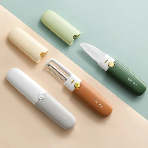 2-In-1 Multifunctional Folding Fruit Knife And Vegetable Peeler Stainless Steel Portable Kitchen Tool For Home Camping Outdoor Peeling Slicing