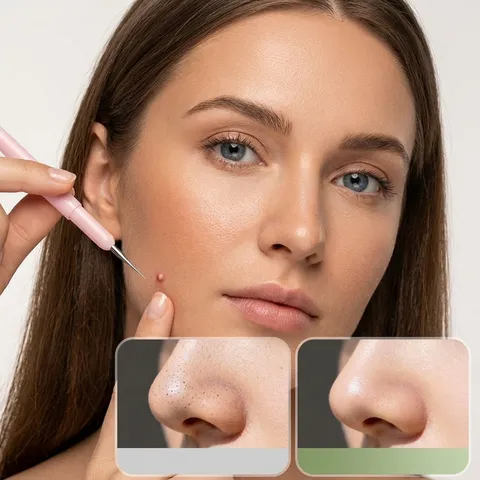 Portable Stainless Steel Acne Removal Tools Professional Blackhead Remover Tweezer Pimple Needle With Mirror Storage Box For Facial Care