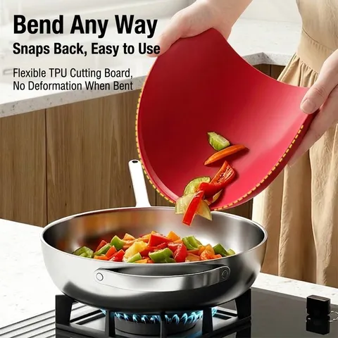 TPU Double Sided Cutting Board Antibacterial Mildew Proof Flexible Non Slip Chopping Board Kitchen Prep Mats With Stand
