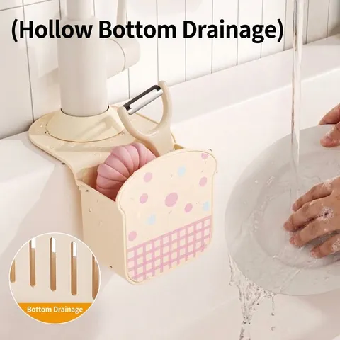 Cartoon Toast Form Küchenspüle Hängen Aufbewahrungskorb TPR Material Multifunktionale Drainage Rack Für Schwamm Seifenhalter