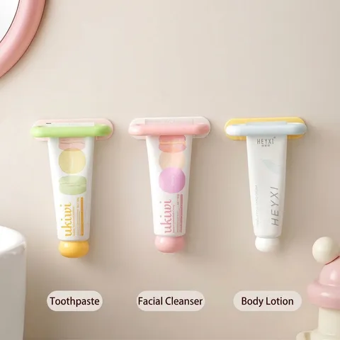 Multifunctional Wall Mounted Manual Toothpaste Squeezer Bathroom Facial Cleanser Storage Rack Plastic Tube Squeezer For Home