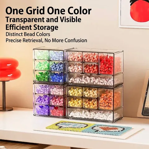 Stackable Transparent Storage Box Multi-Grid Drawer Organizer For Crafts Beads Toys Stationery Polystyrene PS Storage Box