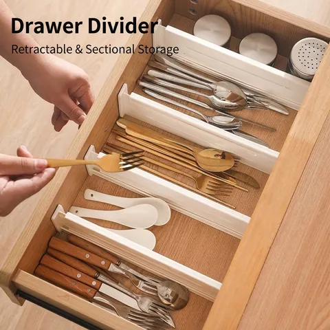 Adjustable Expandable Drawer Dividers Plastic DIY Storage Organizer Separators For Kitchen Bedroom Bathroom Desk Clothes Cutlery