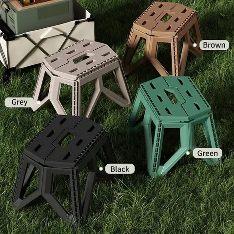 Outdoor Portable Folding Stool Reinforced Plastic Step Stool Heavy Duty Camping Fishing Seat For Adults Kids
